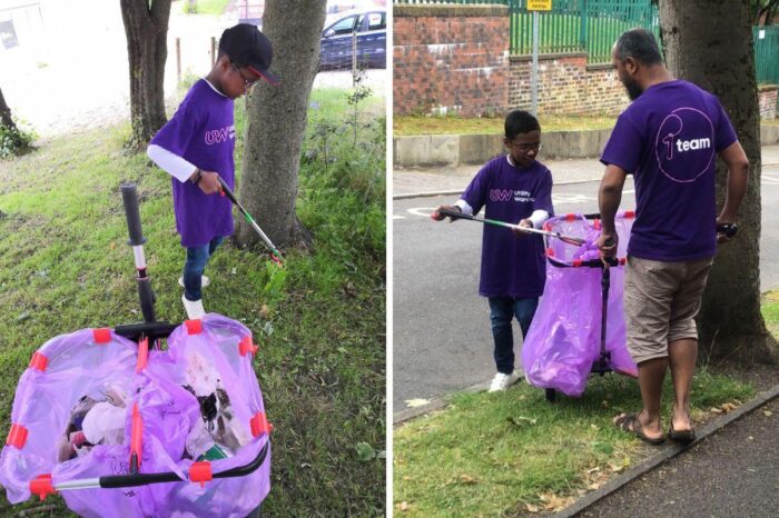 Oldham family clean up their town by picking up litter