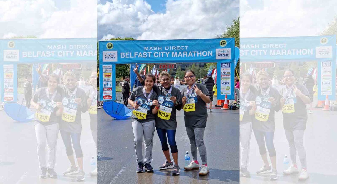 1 A Members from the Belfast Asian Women's Academy participate in the Belfast City Marathon