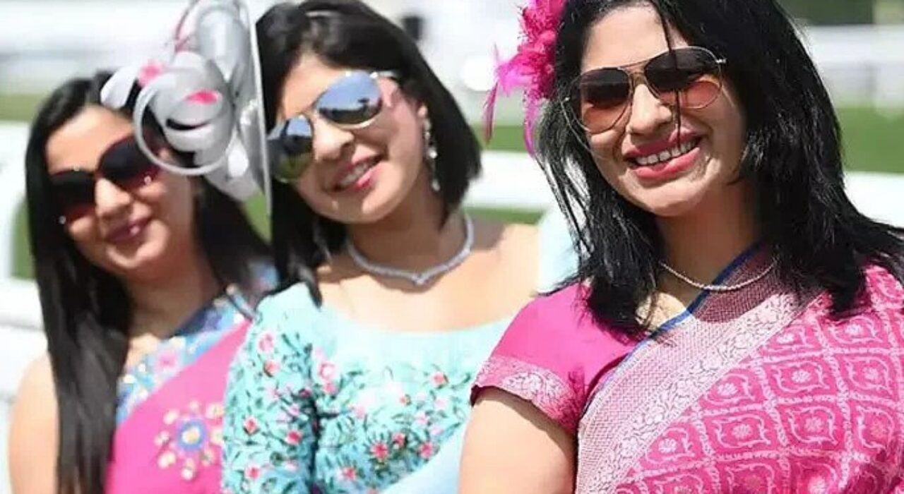 4 A Group of women celebrate Indian weavers by wearing sarees at the Royal Ascot