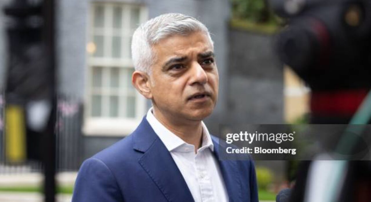 Sadiq Khan, mayor of London, speaks to the media outside 10 Downing Street in London, UK, on Tuesday, July 9, 2024. Prime Minister Keir Starmer said voters gave his government a "mandate for change" in the UK election on Thursday and that his new Cabinet must "hit the ground running" with a focus on delivery. Photographer: Chris Ratcliffe/Bloomberg via Getty Images