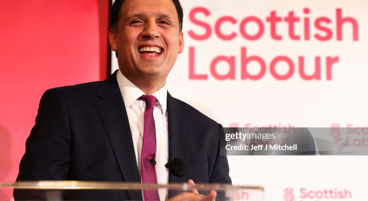 GLASGOW, SCOTLAND - MAY 13: Scottish Labour leader Anas Sarwar delivers his speech on Scottish Labour’s plans to renew and reset devolution on May 13, 2024 in Glasgow, Scotland. Scottish Labour leader Anas Sarwar's speech marked the 25th anniversary of Scottish Parliment. (Photo by Jeff J Mitchell/Getty Images)